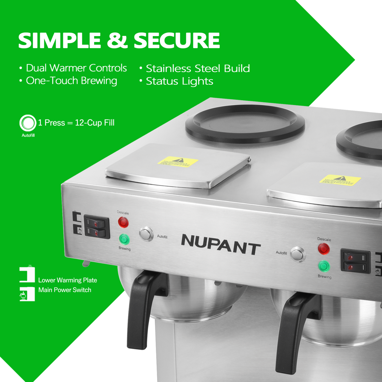 Dual Drip Commercial Coffee Maker with Water Line 200 Cup/H 7.2L  Auto-Filling Drip Coffee Maker Machine with 4 Carafes & 4 Warmers Stainless  Steel Pour over Double Coffee Brewer for Restaurant