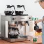NUPANT Dual Drip Commercial Coffee Maker, 200 Cup/hour, 7.2L Pour Over Coffee Machine with 4 Glass Carafe and 4 Warmers, Stainless Steel Double Coffee Brewer Staition for Restaurant and Coffee Bar