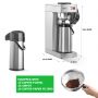 NUPANT Commercial Airpot Coffee Maker 2.2L/74oz Dirp Coffee Brewer with 24H Insulated Thermal Carafe Stainless Steel Pour Over Coffee Machine 120V/1450W Coffee Dispenser for Café Restaurant Cafateria