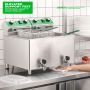 12L X 2 Dual Tank Commercial Deep Fryer with Drain and Timer Electric Deep Fryer with 2 Baskets and Lids Professional Stainless Steel Large Countertop Fryer for Restaurant Use,110V 1750W x 2 
