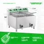 12L X 2 Dual Tank Commercial Deep Fryer with Drain and Timer Electric Deep Fryer with 2 Baskets and Lids Professional Stainless Steel Large Countertop Fryer for Restaurant Use,110V 1750W x 2 