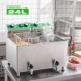 12L X 2 Dual Tank Commercial Deep Fryer with Drain and Timer Electric Deep Fryer with 2 Baskets and Lids Professional Stainless Steel Large Countertop Fryer for Restaurant Use,110V 1750W x 2 