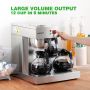 12 Cup Commercial Coffee Maker, Drip Coffee Maker Machine with 3 Warmers Plate and 3 Glass Decanters, Stainless Steel Pour Over Commercial Coffee Brewer for Restaurant, Office, Cafe Use 