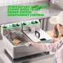 NUPANT 20L/21.2QT Commercial Deep Fryer with Timer Dual Tank Electric Countertop Fryer with Double Baskets and Lids, Temp Control, 3400W/110V Stainless Steel Large Deep Fryer for Restaurant Kitchen