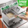 24L/25.4QT Commercial Deep Fryer with 2 Baskets and Lids, 110V Electric Fryer with Oil Filtration and Timer, Stainless Steel Large Double Tank Fryer Countertop Deep Fryer for Restaurant 3500W
