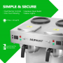 Dual Drip Commercial Coffee Maker with Water Line 200 Cup/H 7.2L Auto-Filling Drip Coffee Maker Machine with 4 Carafes & 4 Warmers Stainless Steel Pour over Double Coffee Brewer for Restaurant
