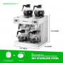 Dual Drip Commercial Coffee Maker with Water Line 200 Cup/H 7.2L Auto-Filling Drip Coffee Maker Machine with 4 Carafes & 4 Warmers Stainless Steel Pour over Double Coffee Brewer for Restaurant